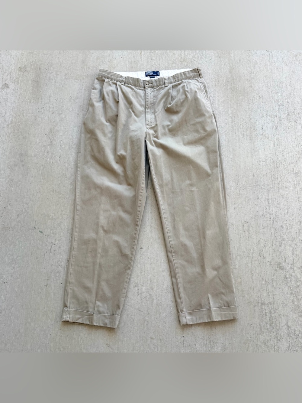 Vintage Polo Ralph Lauren Hammond Chino Pants Pleated 36x30 Cuffed 90s